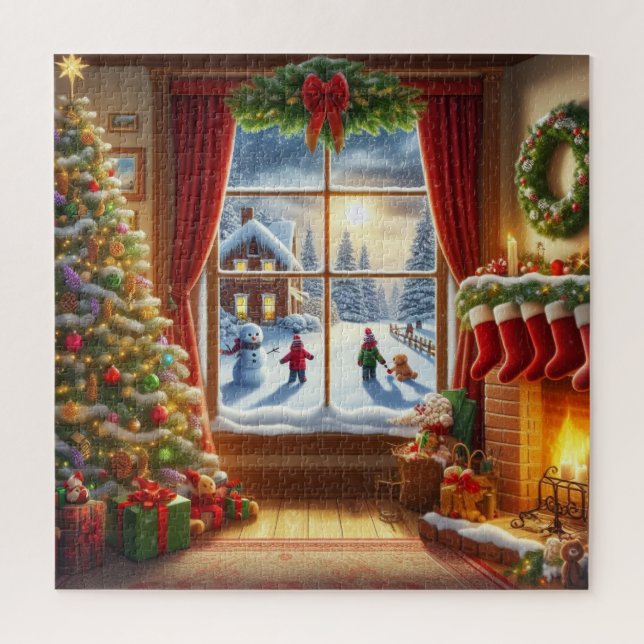 Cozy Christmas Window Scene Jigsaw Puzzle (Vertical)