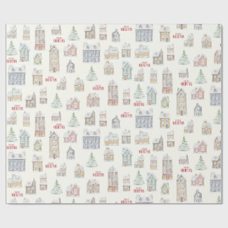 Cozy Christmas Winter Homes Wrapping Paper