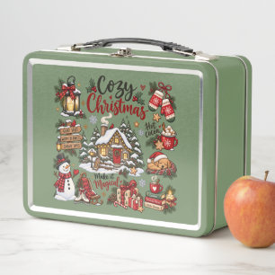 Cozy Christmas Winter Wonderland Metal Lunch Box