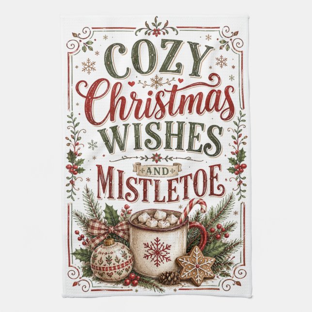 Cozy Christmas Wishes Kitchen Towel (Vertical)