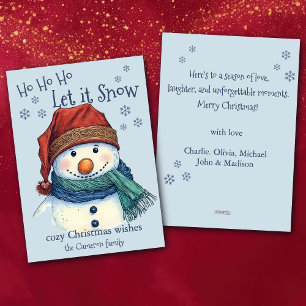 Cozy Christmas Wishes Snowman Let It Snow Holiday Card