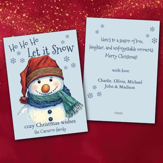 Cozy Christmas Wishes Snowman Let It Snow Holiday Card (Creator Uploaded)