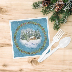 Cozy Christmas Woodland Scene Napkin