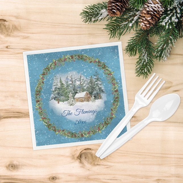 Cozy Christmas Woodland Scene Napkin (Creator Uploaded)