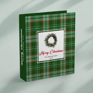 Cozy Christmas wreath in red green plaid photo   Binder