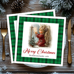 Cozy Classic Family Dinner Christmas Scene Napkins