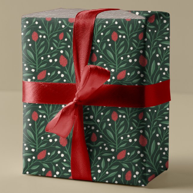 Cozy Classic Floral Christmas Pattern Wrapping Paper (Creator Uploaded)