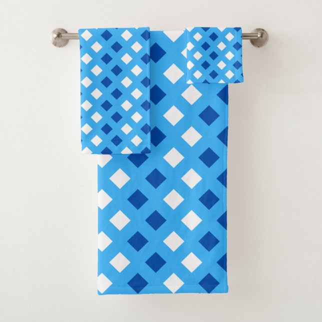 Cozy Classic Plaid Light Blue Bathroom Towel Set (Insitu)