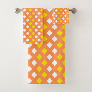 Cozy Classic Plaid Orange Bathroom Towel Set