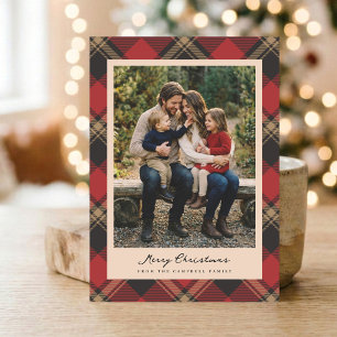 Cozy Classic Red Plaid Christmas Photo Holiday Card