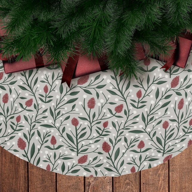 Cozy Classic Rustic Floral Christmas Pattern Brushed Polyester Tree Skirt (Creator Uploaded)