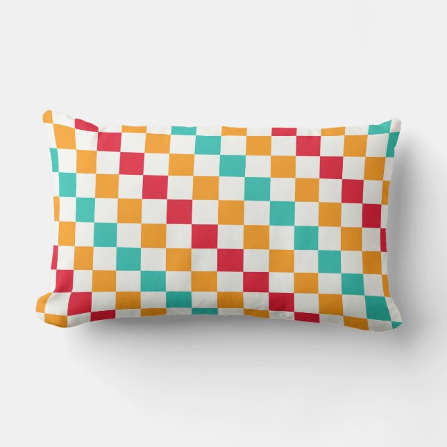 Cozy classroom diagonal checkerboard pattern lumbar pillow (Front)