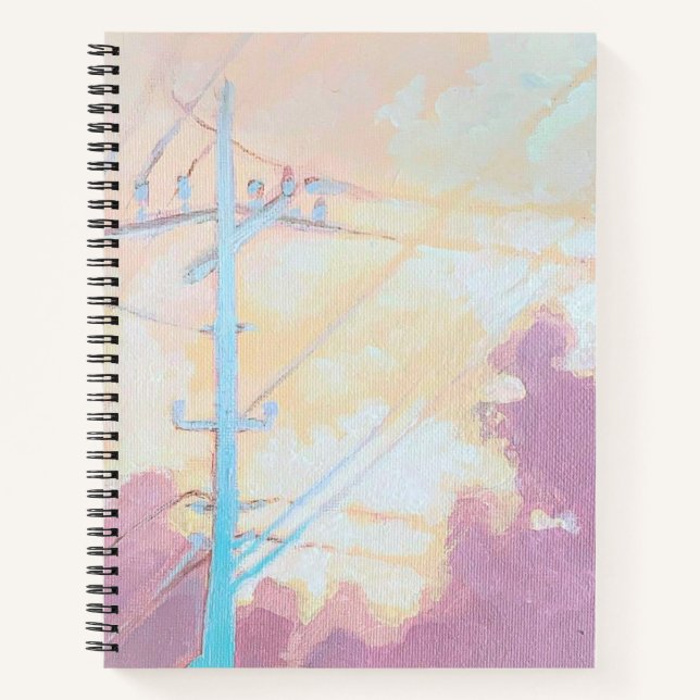 Cozy clouds powerlines notebook original art (Front)