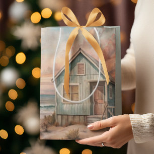 Cozy Coastal Cottage Beach House Watercolor Medium Gift Bag