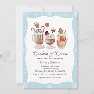 Cozy Cocoa and Cookies Winter baby shower Invitation