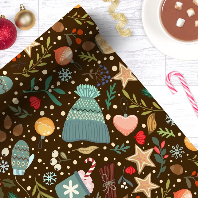 Cozy Cocoa and Mittens Cute Holiday Christmas Wrapping Paper (Creator Uploaded)