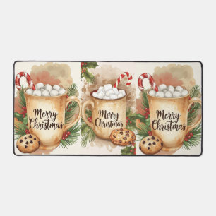 Cozy cocoa merry christmas holly cookie festive desk mat