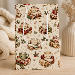 Cozy Cocoa Mug on Books Christmas Gift Bag