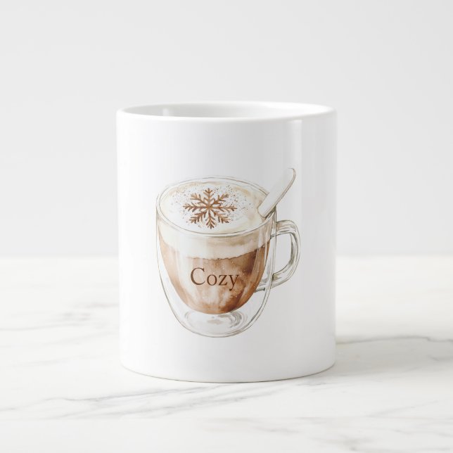 Cozy Cocoa Snowflake Large Coffee Mug (Front)