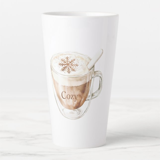 Cozy Cocoa Snowflake Latte Mug (Front)