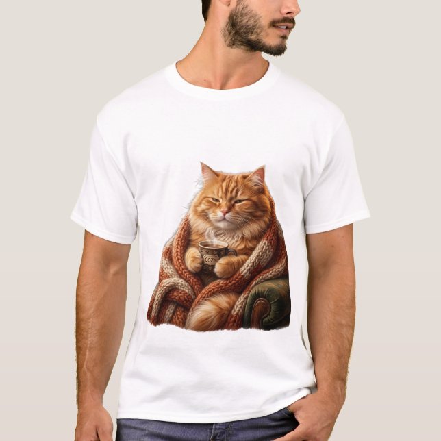 Cozy Coffee Cat T-Shirt (Front)