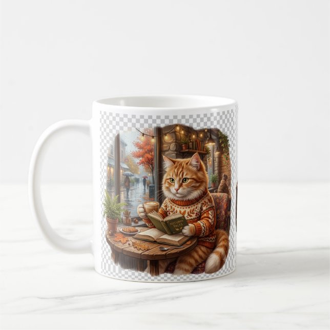 Cozy Coffee Cat Tote Bag Mug (Left)