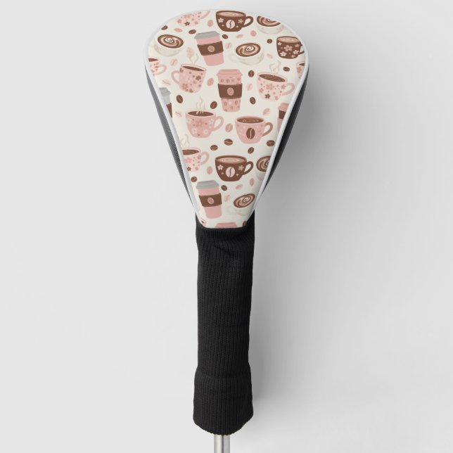 Cozy Coffee Cup Pattern (10) Golf Head Cover (Front)