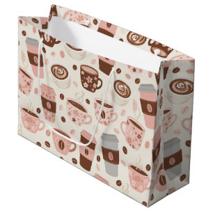 Cozy Coffee Cup Pattern (10) Large Gift Bag