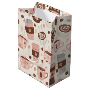 Cozy Coffee Cup Pattern (10) Medium Gift Bag