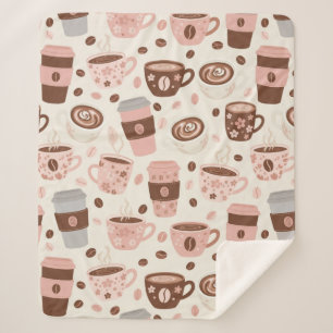 Cozy Coffee Cup Pattern (10) Sherpa Blanket