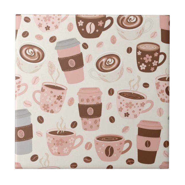 Cozy Coffee Cup Pattern (10) Tile (Front)