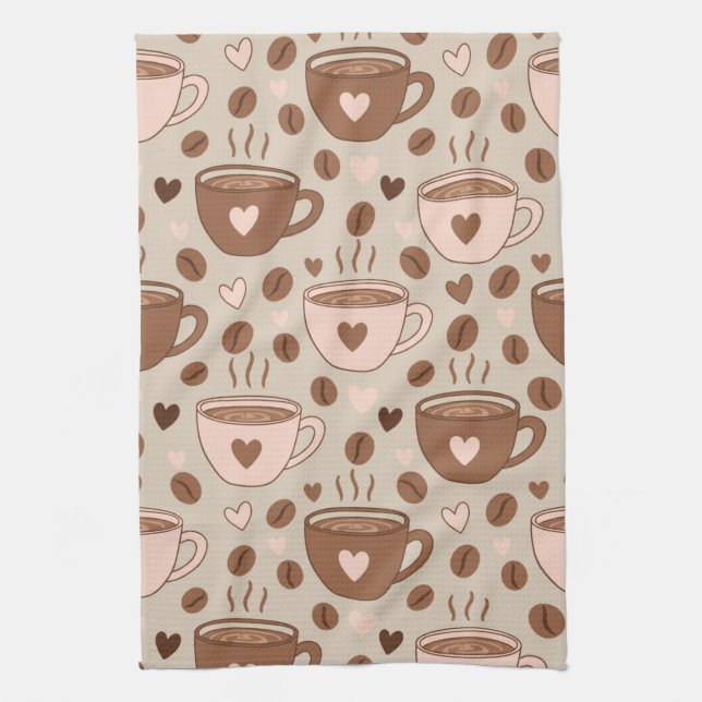 Cozy Coffee Cup Pattern (11) Kitchen Towel (Vertical)