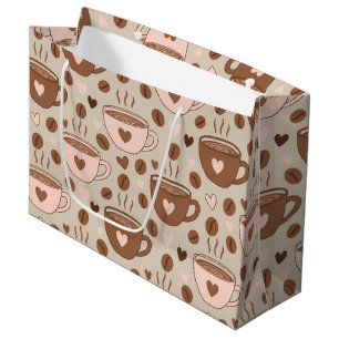Cozy Coffee Cup Pattern (11) Large Gift Bag