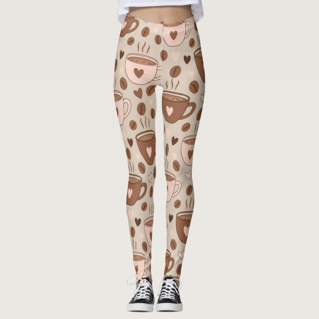 Cozy Coffee Cup Pattern (11) Leggings (Front)