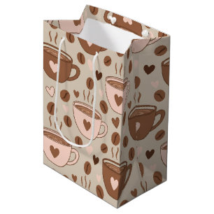 Cozy Coffee Cup Pattern (11) Medium Gift Bag