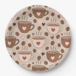 Cozy Coffee Cup Pattern (11) Paper Plate