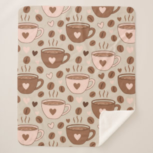 Cozy Coffee Cup Pattern (11) Sherpa Blanket