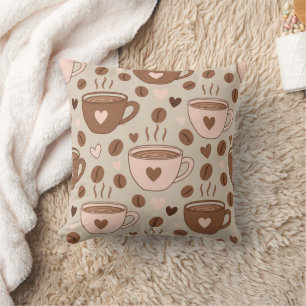 Cozy Coffee Cup Pattern (11) Throw Pillow
