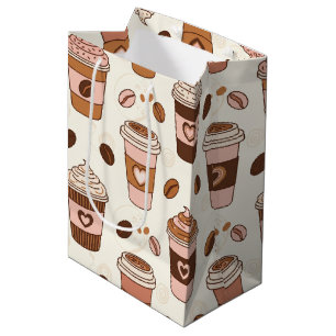Cozy Coffee Cup Pattern (12) Medium Gift Bag
