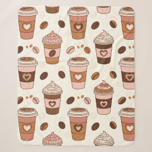 Cozy Coffee Cup Pattern (12) Sherpa Blanket