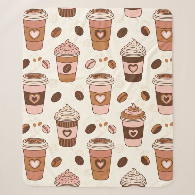 Cozy Coffee Cup Pattern (12) Sherpa Blanket (Front)