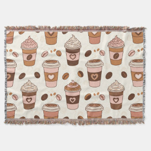 Cozy Coffee Cup Pattern (12) Throw Blanket