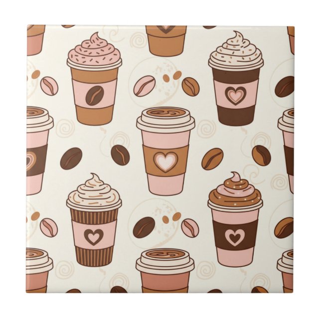 Cozy Coffee Cup Pattern (12) Tile (Front)