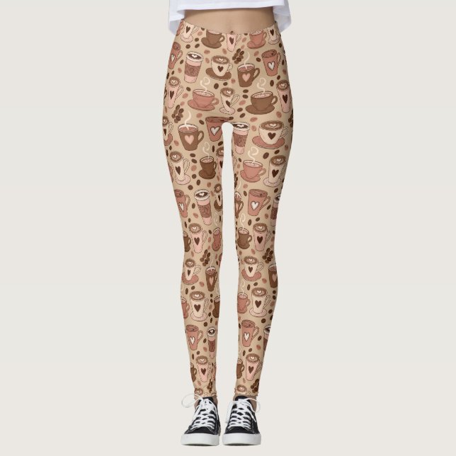 Cozy Coffee Cup Pattern (1) Leggings (Front)