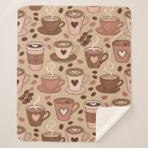 Cozy Coffee Cup Pattern (1) Sherpa Blanket