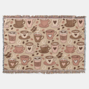 Cozy Coffee Cup Pattern (1) Throw Blanket