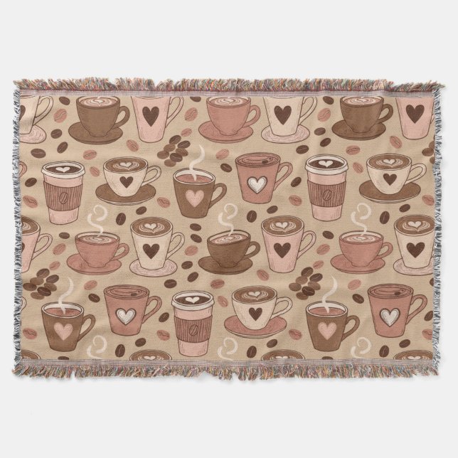 Cozy Coffee Cup Pattern (1) Throw Blanket (Front)