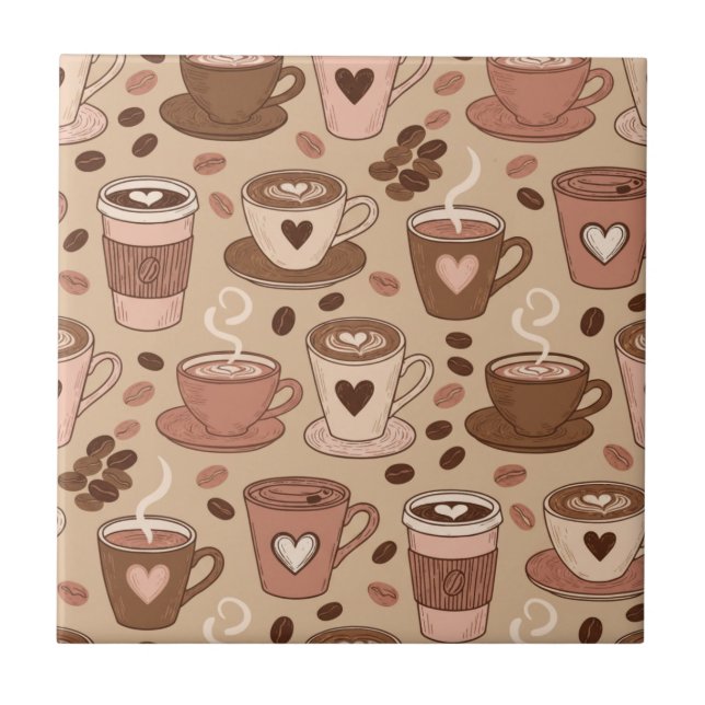 Cozy Coffee Cup Pattern (1) Tile (Front)