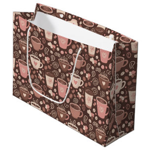 Cozy Coffee Cup Pattern (2) Large Gift Bag