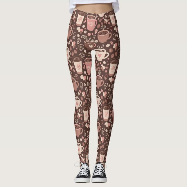 Cozy Coffee Cup Pattern (2) Leggings (Front)